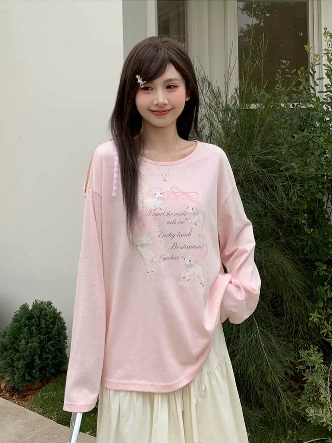 Soft Lamb Off Shoulder Tees-Tops-ntbhshop