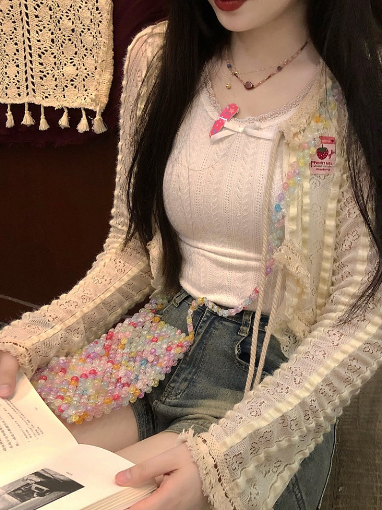 Berry Beads Tassel Knit Cardigans-ntbhshop