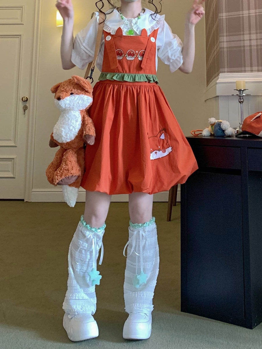 Fox Rose Cotton Overall Dress-Dresses-ntbhshop