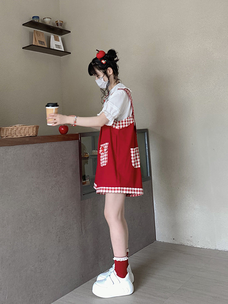 Whimsy Adventure Plaid Overall Shorts-ntbhshop