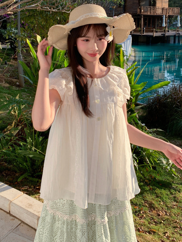 Soft Doll Collar Blouses-Tops-ntbhshop