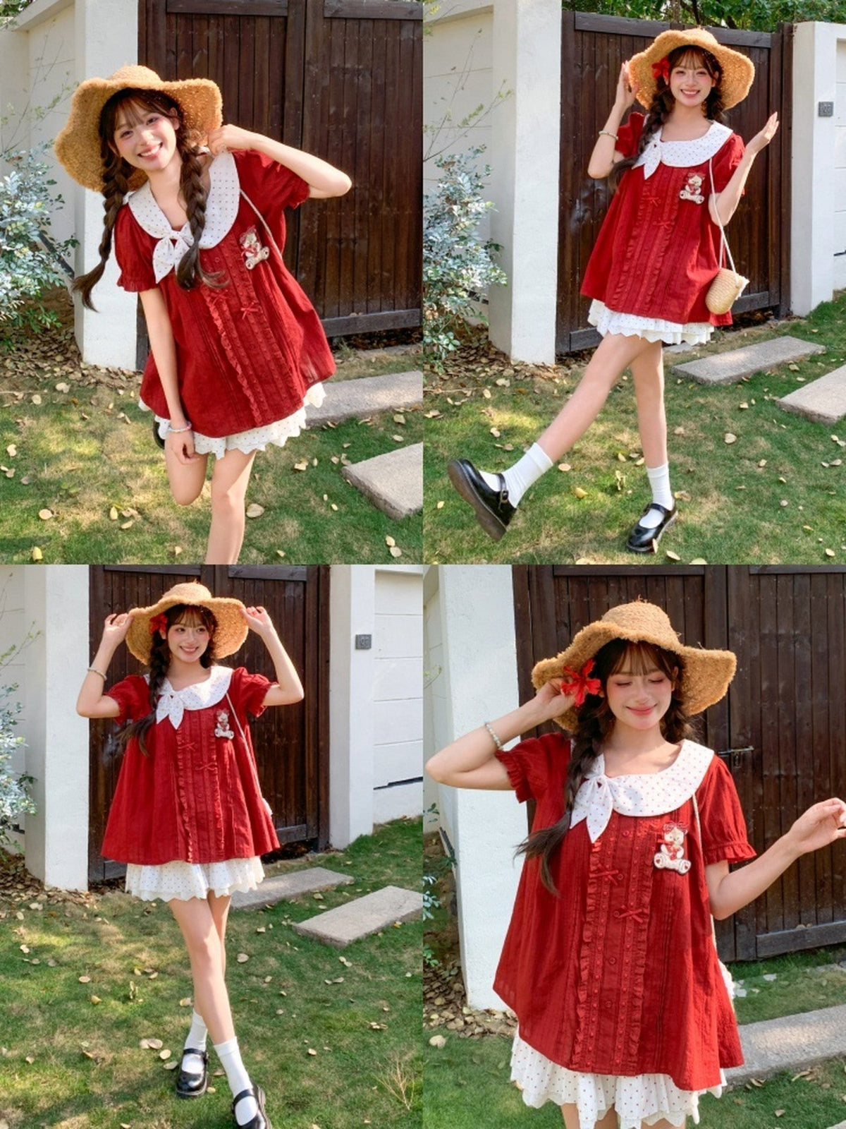 Cherry Dot Sailor Blouse-Tops-ntbhshop