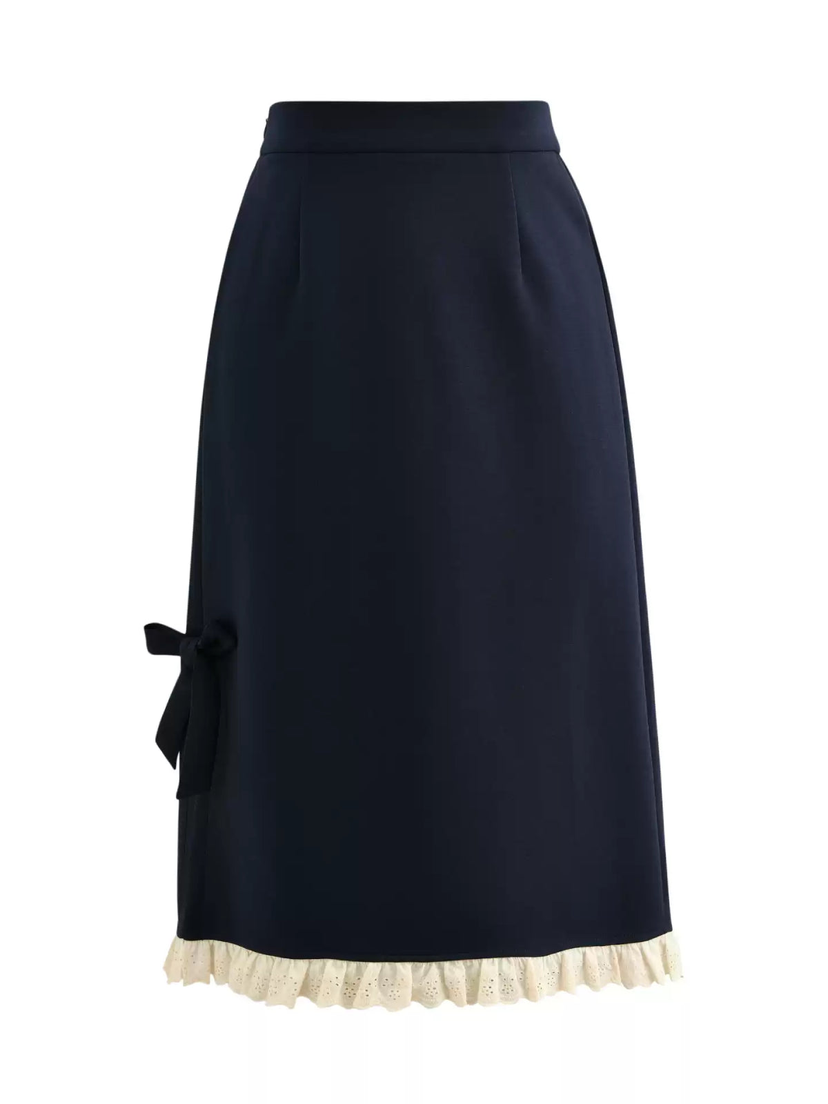 Navy Ribbon Lace Skirt-Bottoms-ntbhshop