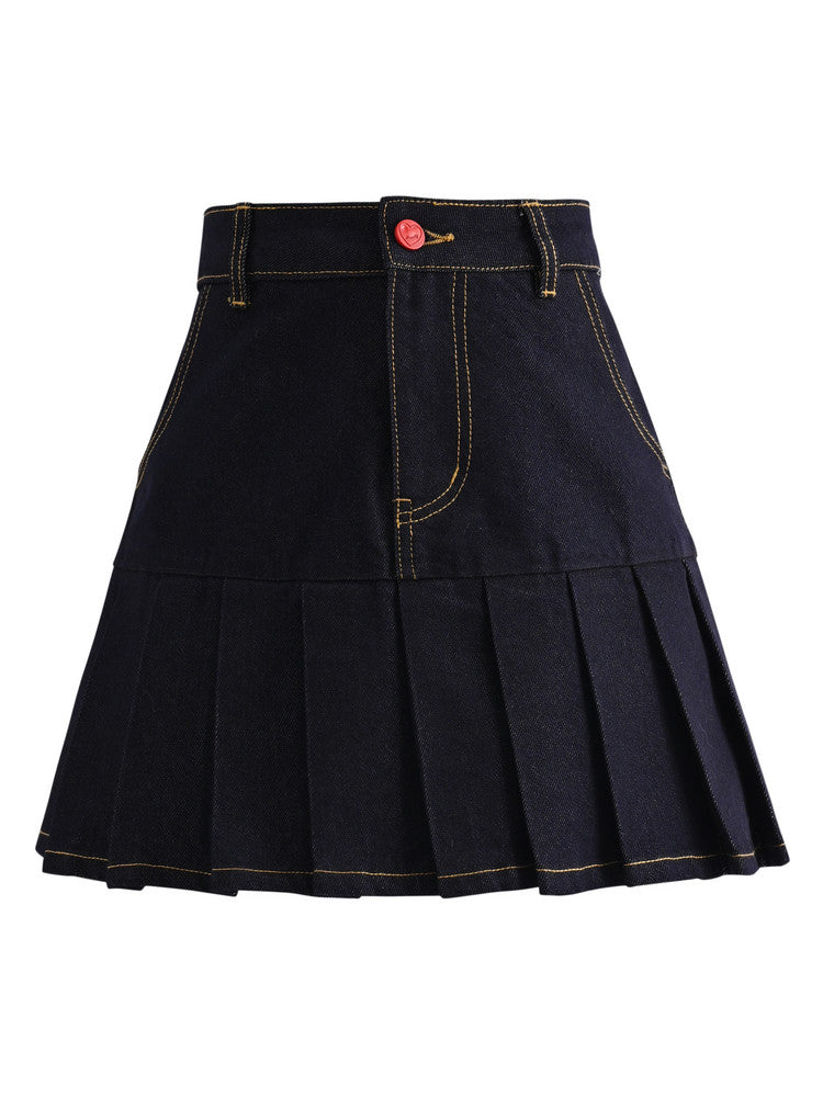 Cherry Ink Denim Skirt-Bottoms-ntbhshop