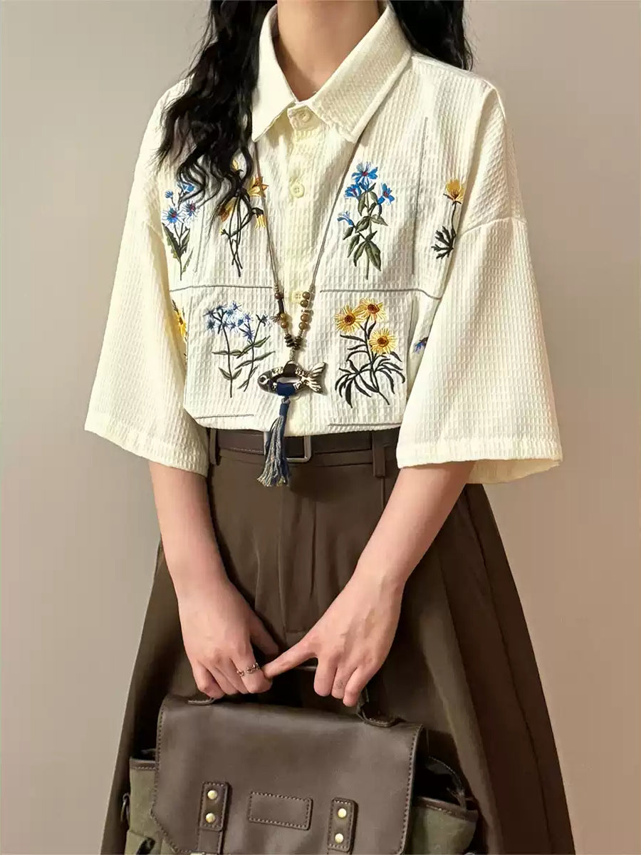 Pressed Bloom Waffle Shirts-Tops-ntbhshop