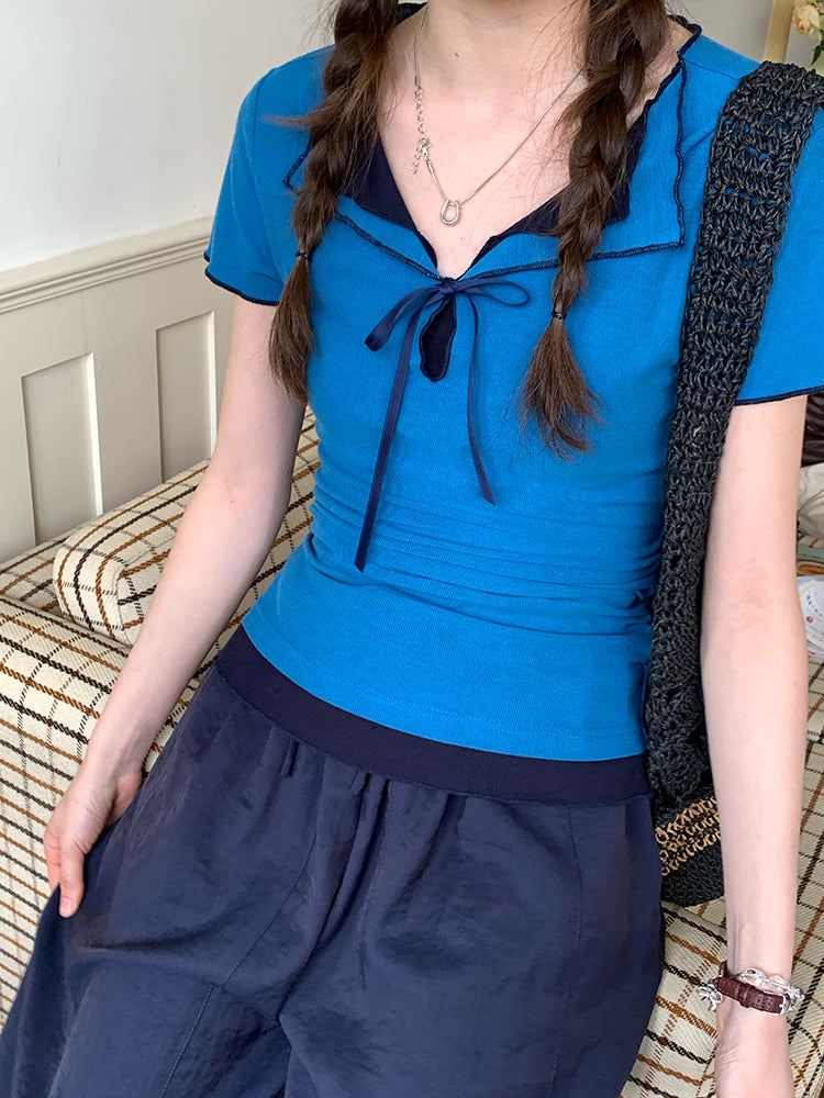 Library Date Contrast Trim Tees-ntbhshop