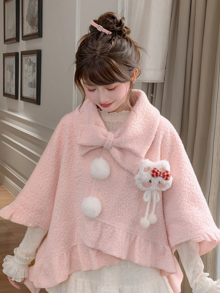 Purrfect Bow Wool Capes-ntbhshop