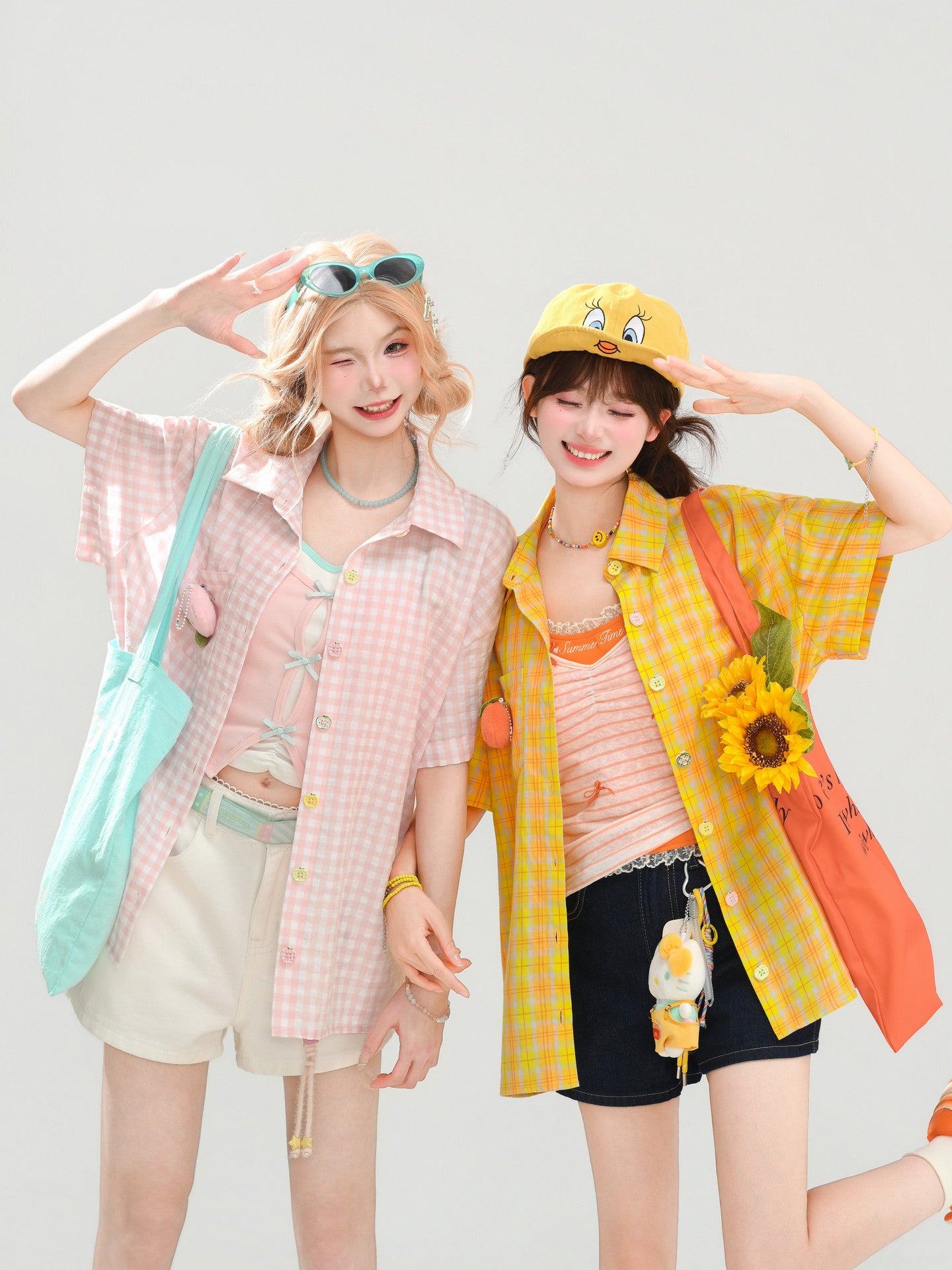 Tangerine Milk Gingham Shirt-Tops-ntbhshop
