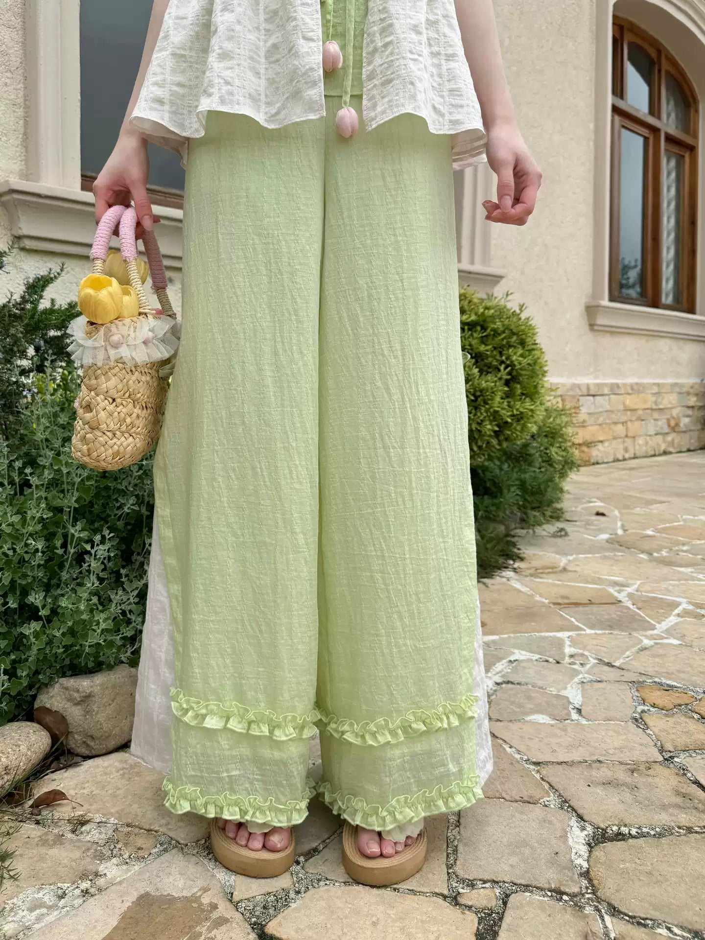 Tulip Bloom Wide Leg Pants-Bottoms-ntbhshop