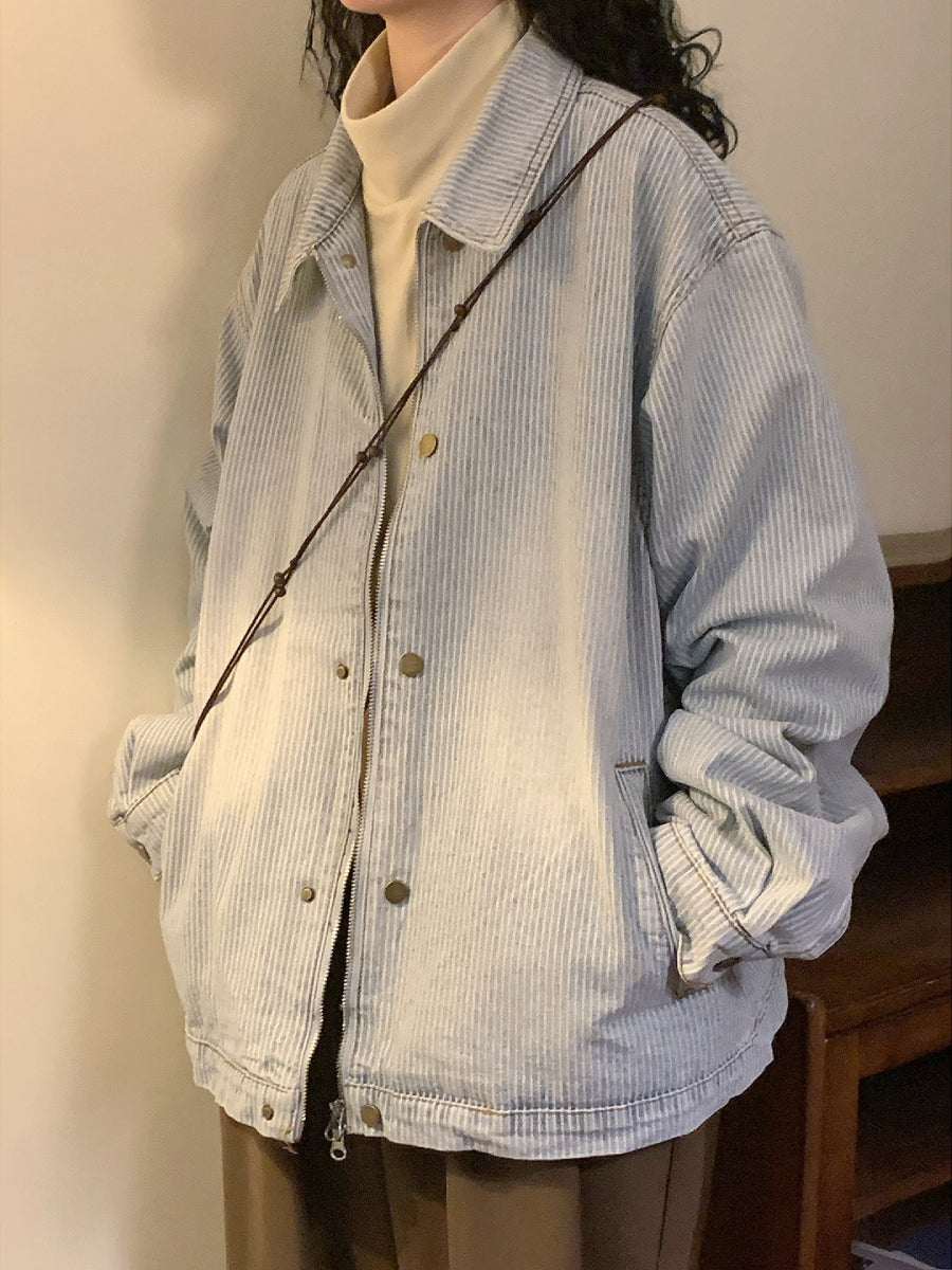 Mist Stripe Denim Jacket-Outerwear-ntbhshop