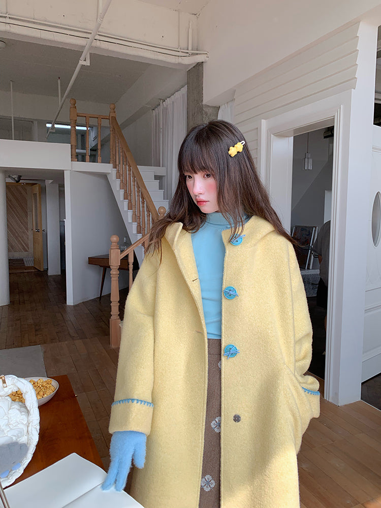 Cheese Trap Dopamine Trim Woolen Coat-ntbhshop