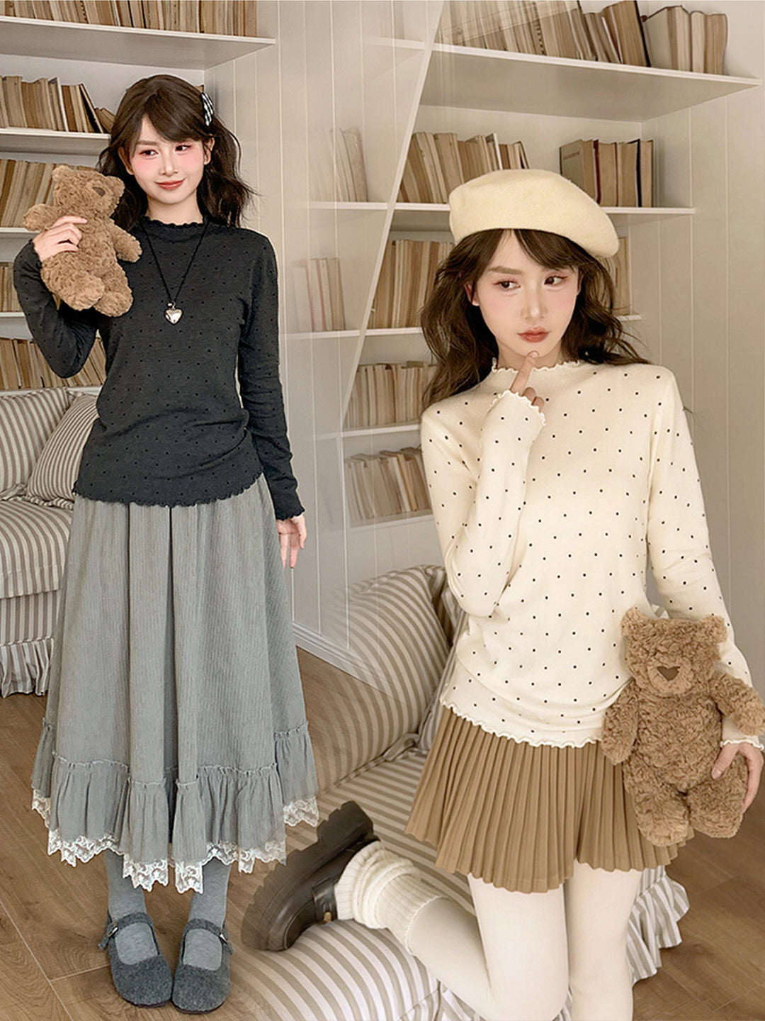 Dotted Whisper Cottage Base Tops-Sets-ntbhshop