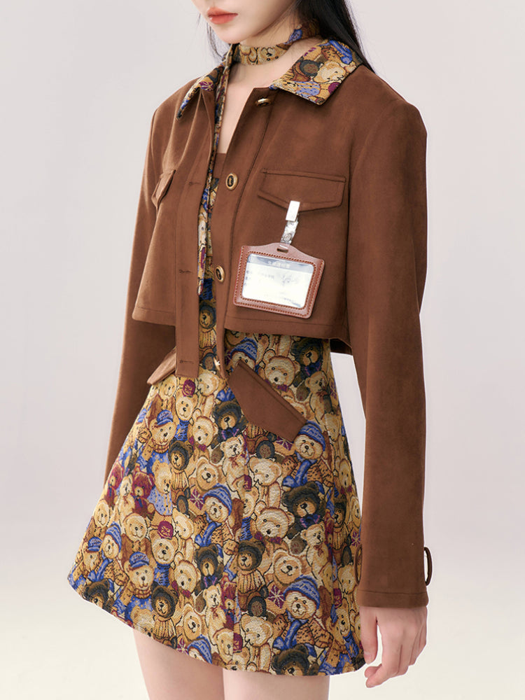 Bear Coffee Crop Jackets & Cami Dresses-ntbhshop