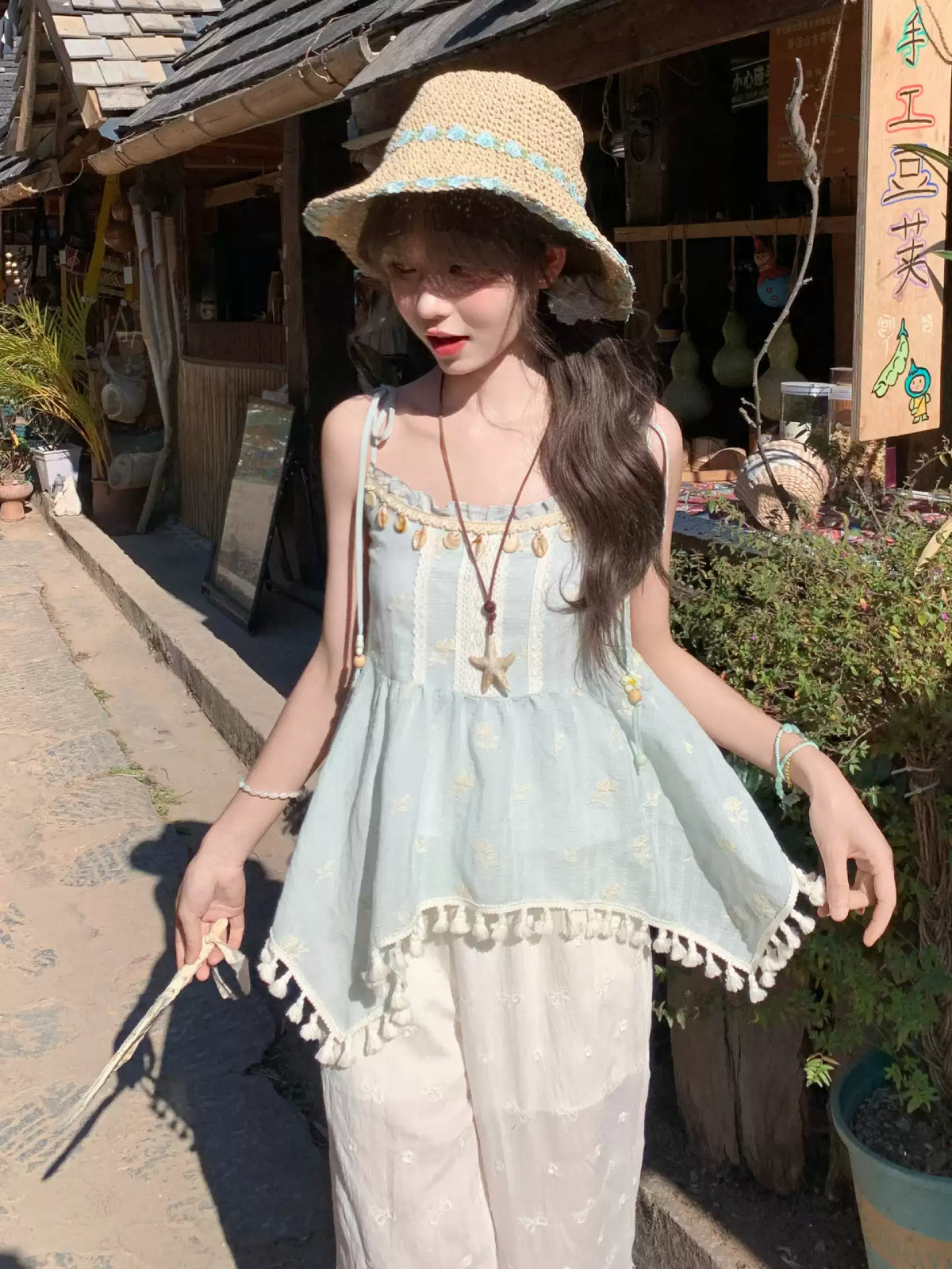Cloud Sage Tassel Top-Tops-ntbhshop