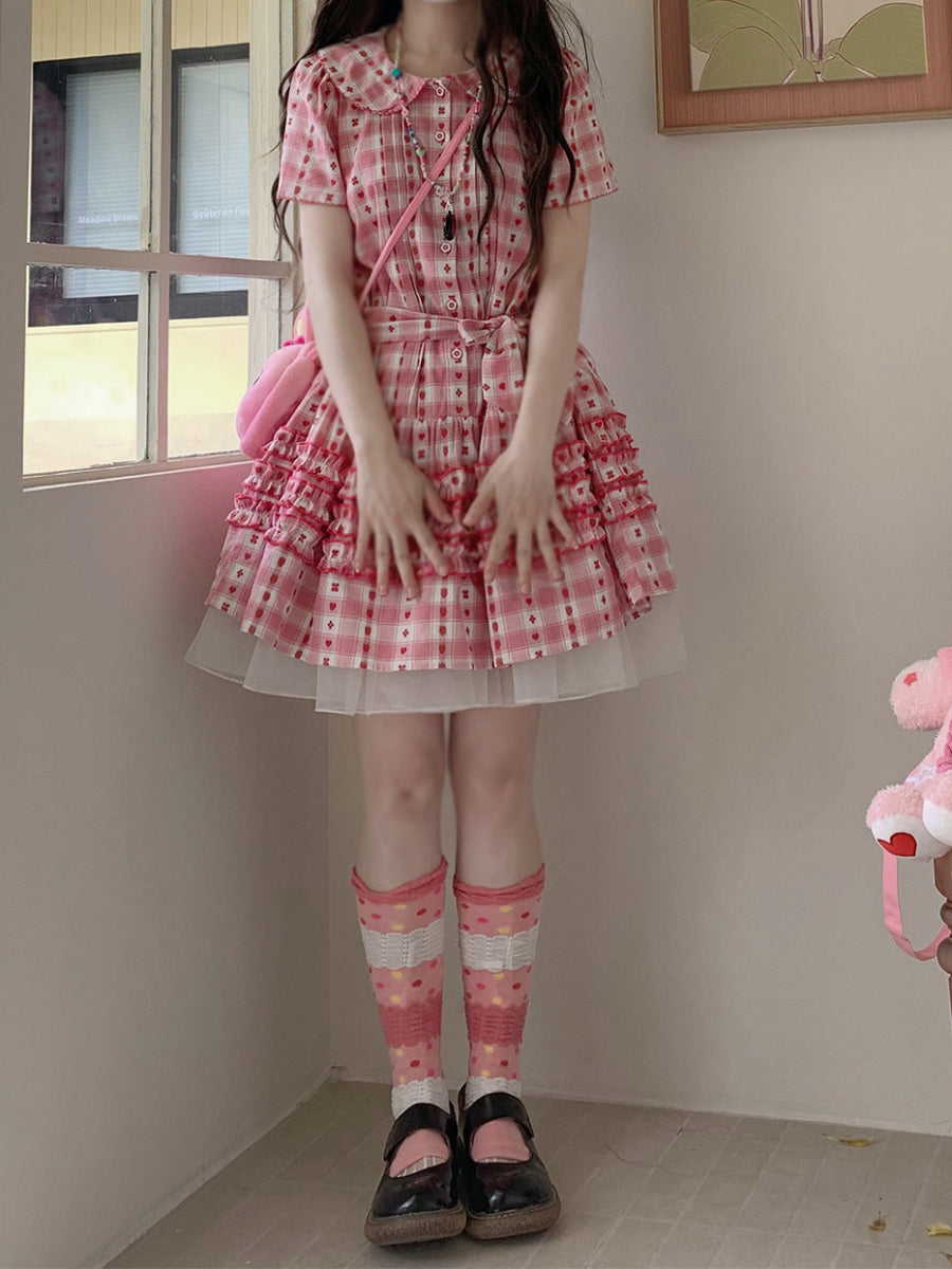Berry Biscuit Cotton Gingham Dress-Dresses-ntbhshop
