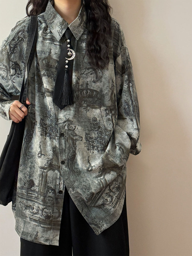 Antique Shadow Unisex Shirt with Tassel Tie-ntbhshop