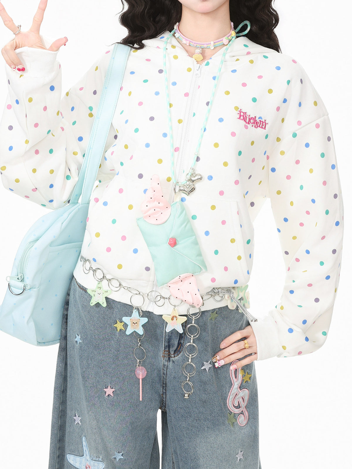 Rainbow Dot Hooded Jacket-Outerwear-ntbhshop