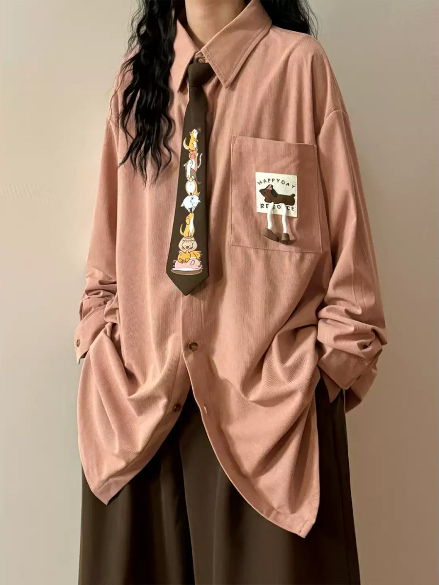 Chestnut Corduroy Tie Shirts-Tops-ntbhshop