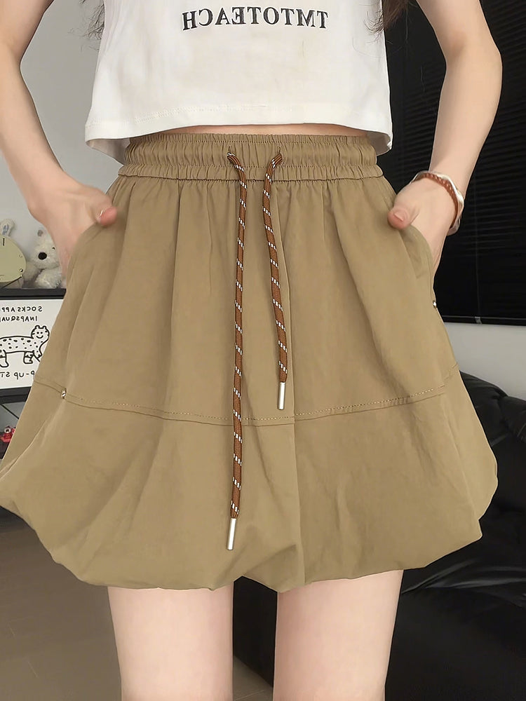 Mocha Bloom Cargo Bubble Skirts-ntbhshop