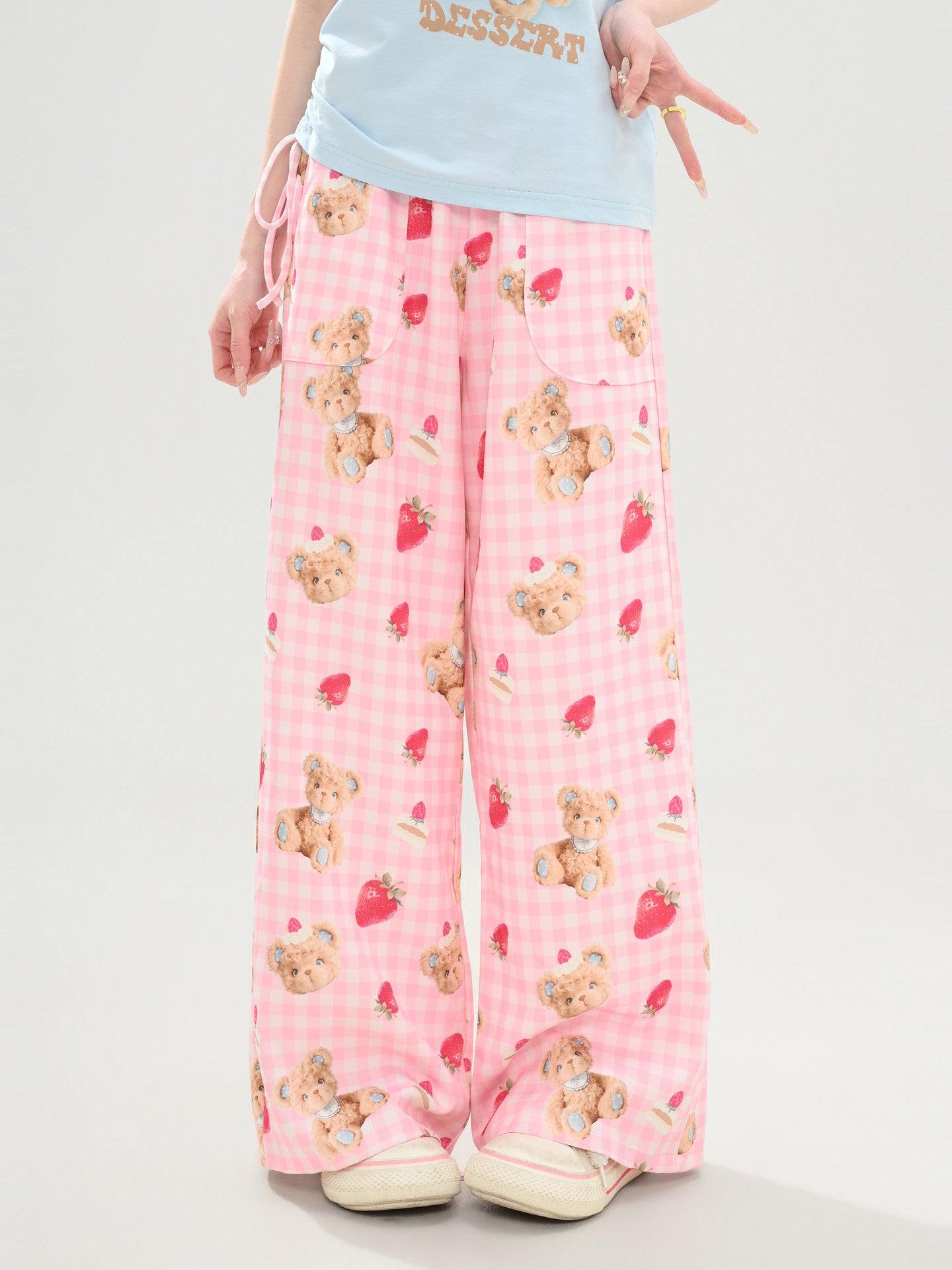 Berry Teddy Gingham Pants-Bottoms-ntbhshop