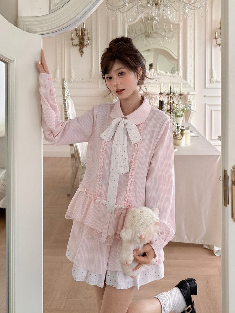 Berry Milk Lace Doll Blouse-Tops-ntbhshop