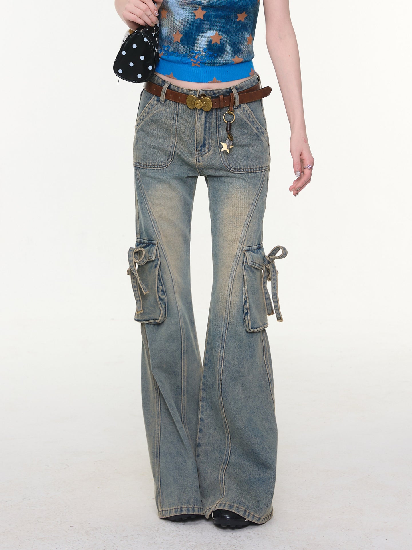 Bow Pocket Bootcut Jeans-Bottoms-ntbhshop