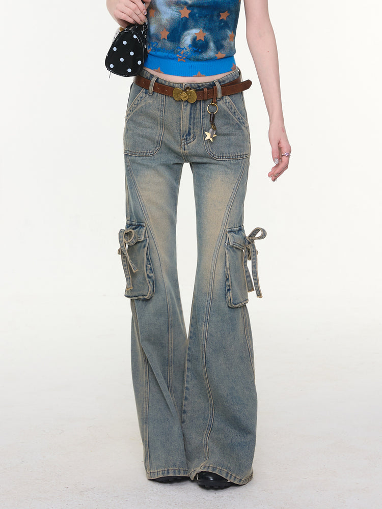 Bow Pocket Bootcut Jeans-Bottoms-ntbhshop