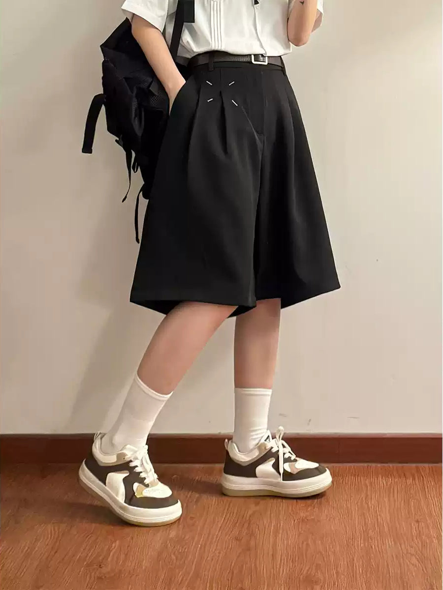 Side Note Pleat Shorts-Bottoms-ntbhshop