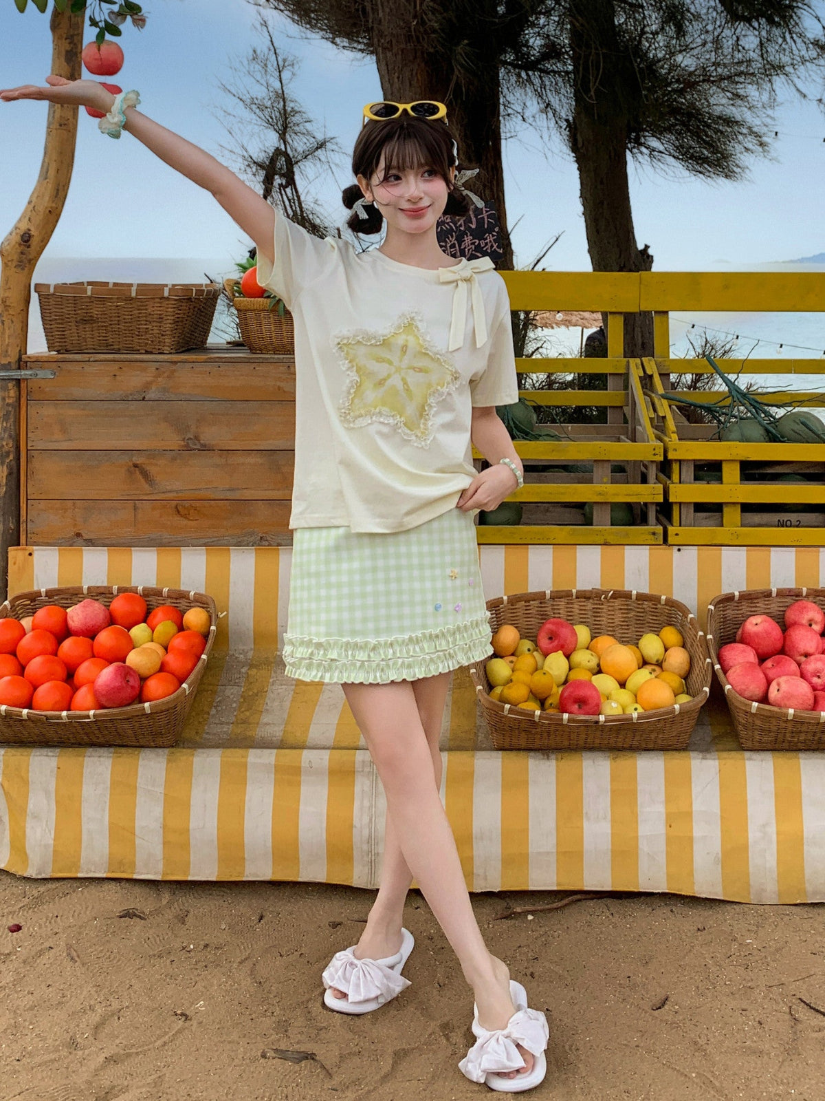Starfruit Matcha Ribbon Tee-Tops-ntbhshop