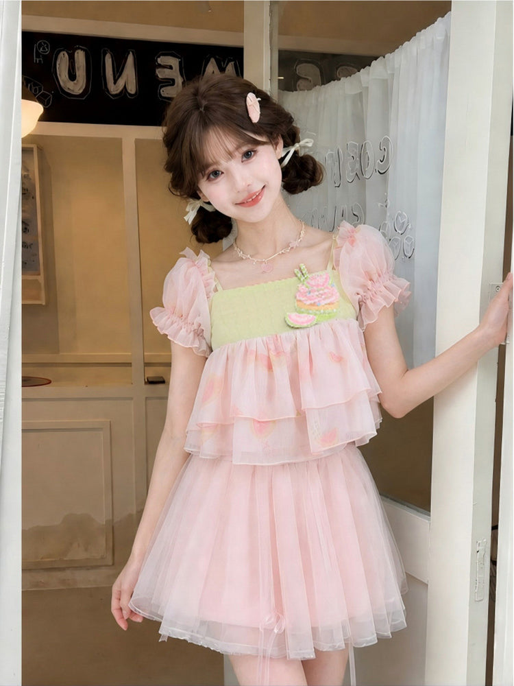 Guava Cupcake Chiffon Top-Tops-ntbhshop