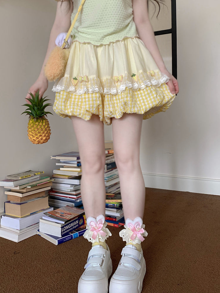 Berry Bloom Gingham Bubble Shorts-ntbhshop