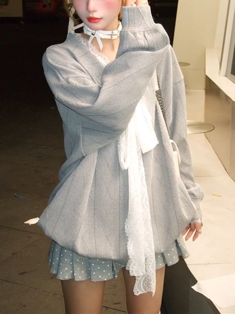 Soft Hour Lace Collar Sweatshirt-ntbhshop