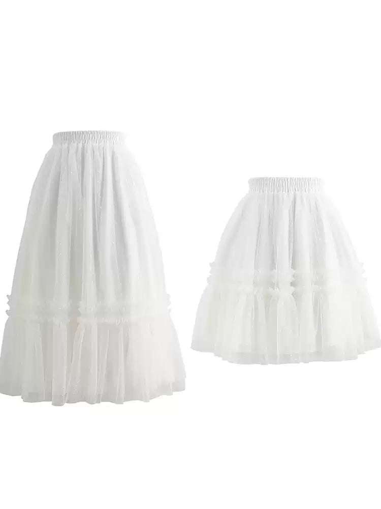 Snow Bloom Lace Tiered Skirts-Bottoms-ntbhshop