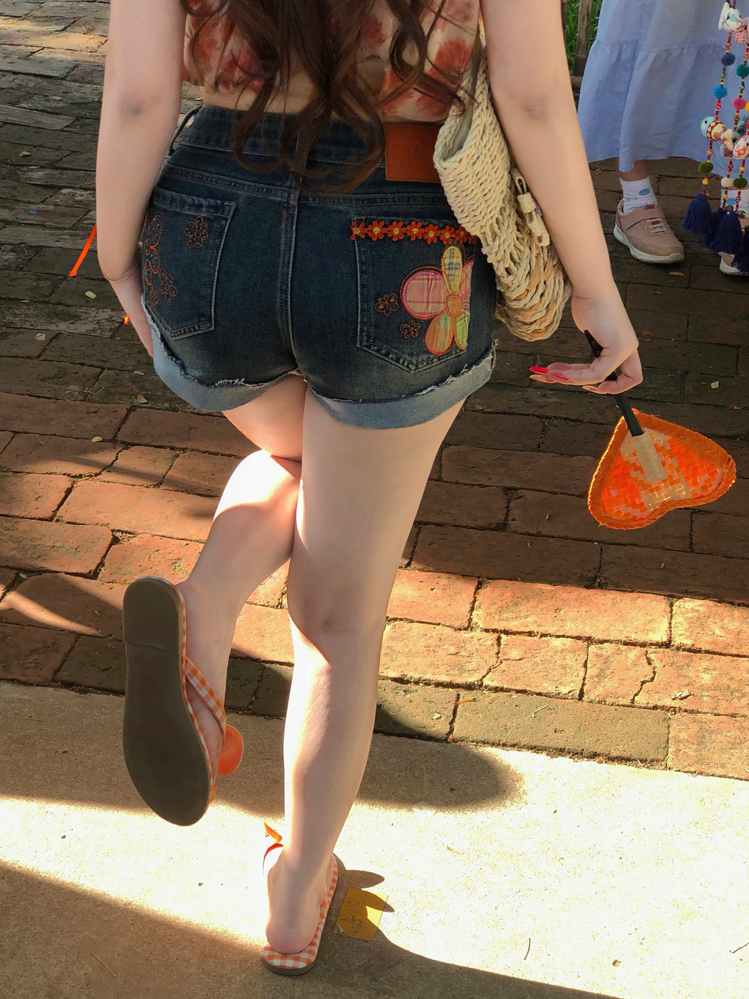 Daisy Pop Denim Shorts-Bottoms-ntbhshop