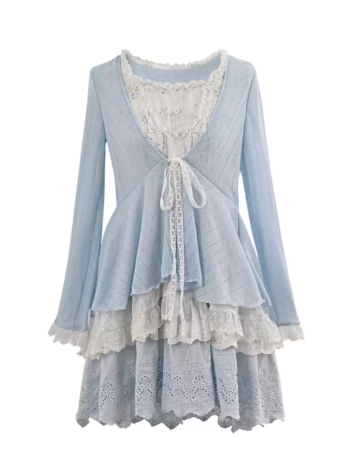 Spring Petal Lace Layer Dress-Dresses-ntbhshop