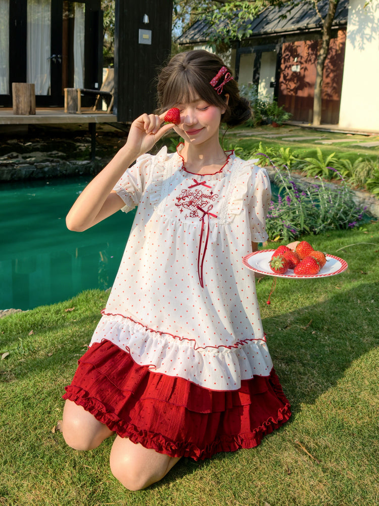 Nice Dessert Polka Doll Blouse-Tops-ntbhshop