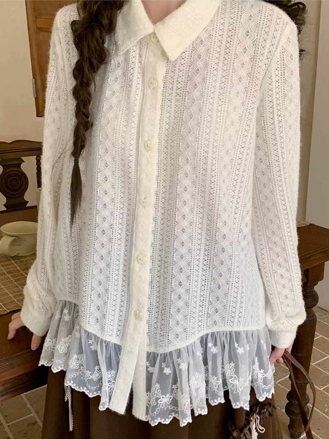 Ivory Petal Lace Blouse