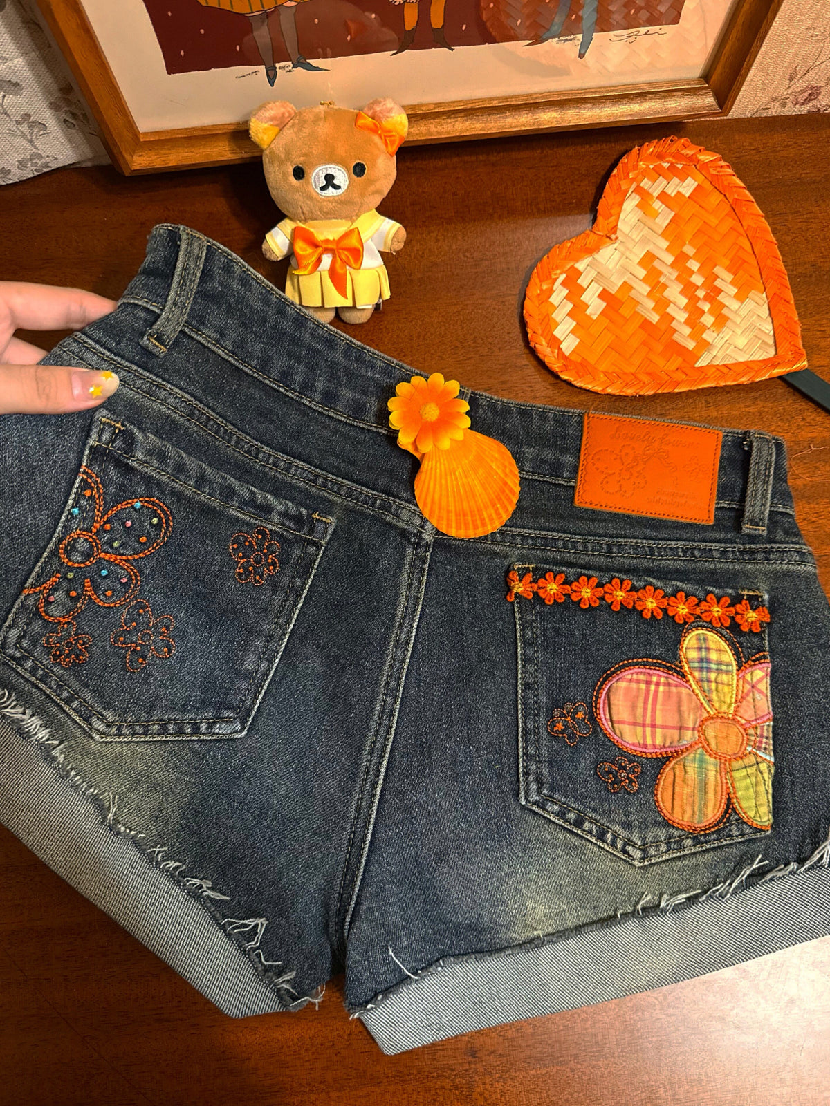 Daisy Pop Denim Shorts-Bottoms-ntbhshop