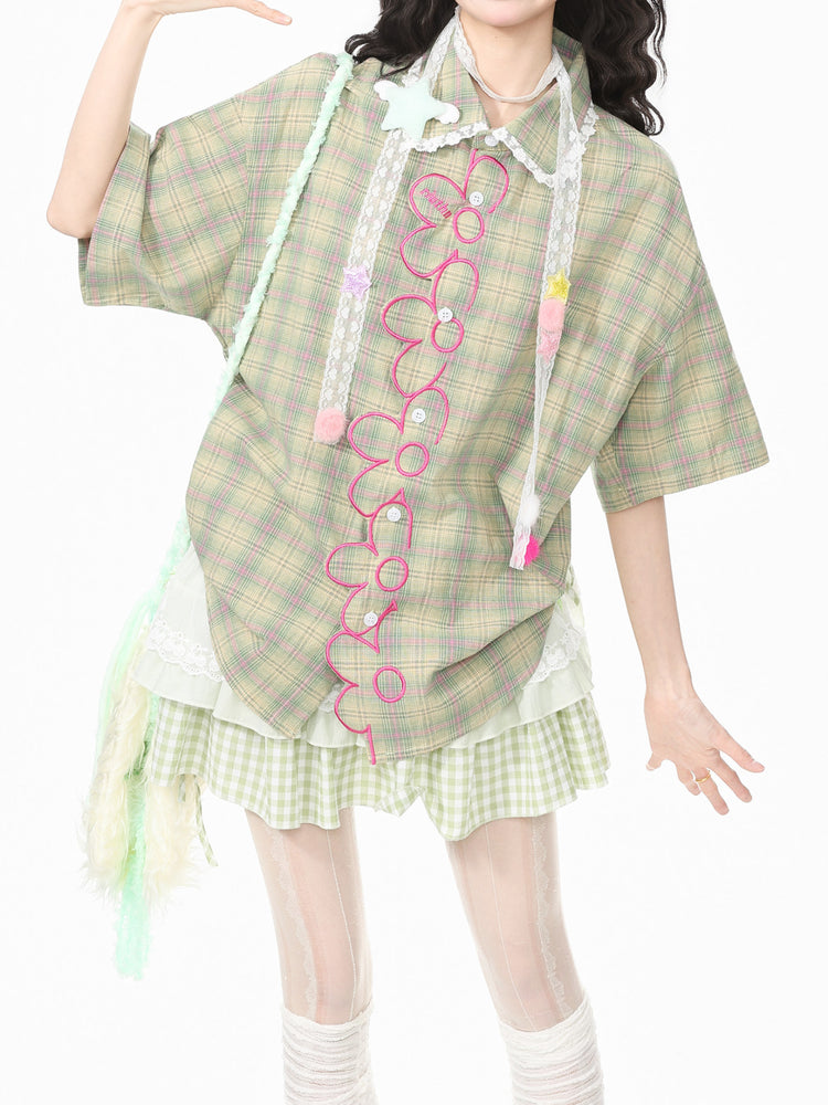 Garden Giggle Plaid Shirt-Tops-ntbhshop