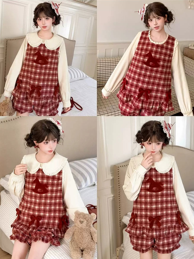 Cherry Check Rocking Pony Vest & Short-Outerwear-ntbhshop