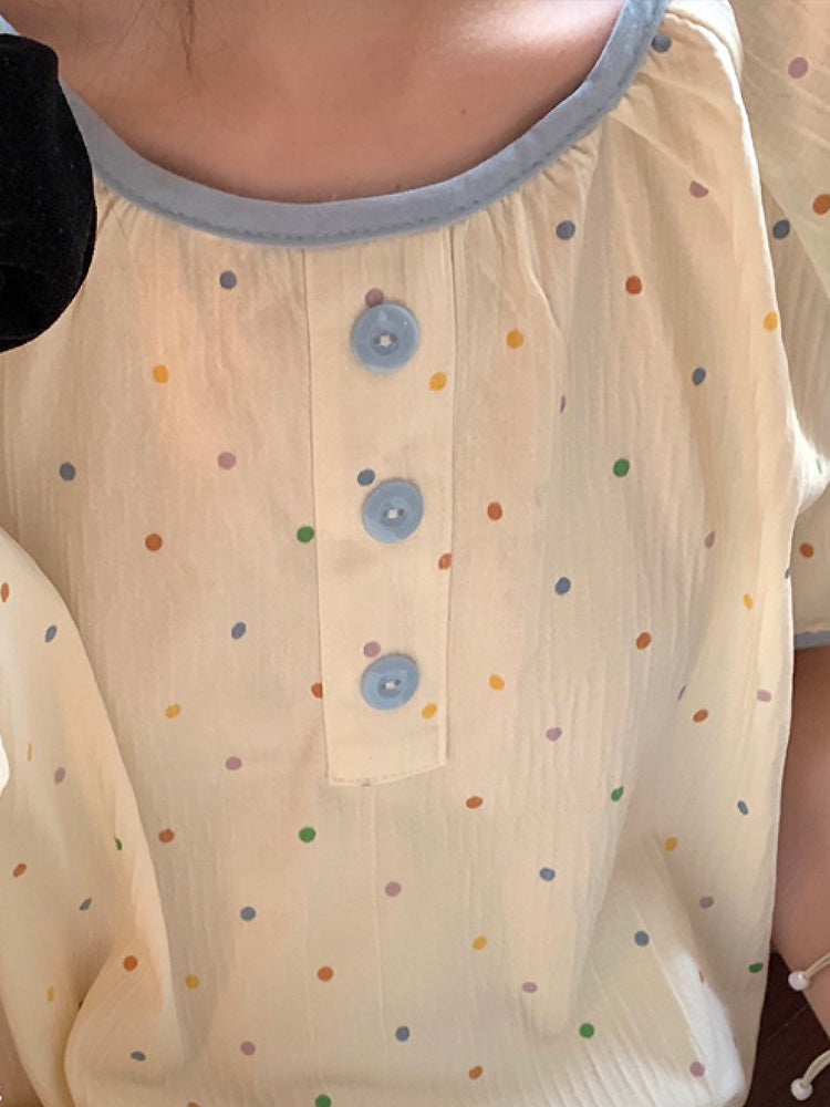 Color Pop Polka Pajama Sets & Nightdress-ntbhshop