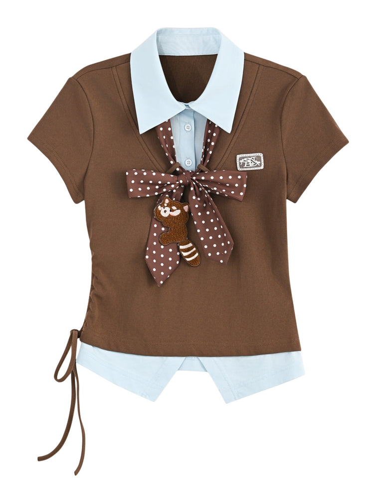 Roux Panda Colorblock Top & Tie-Tops-ntbhshop