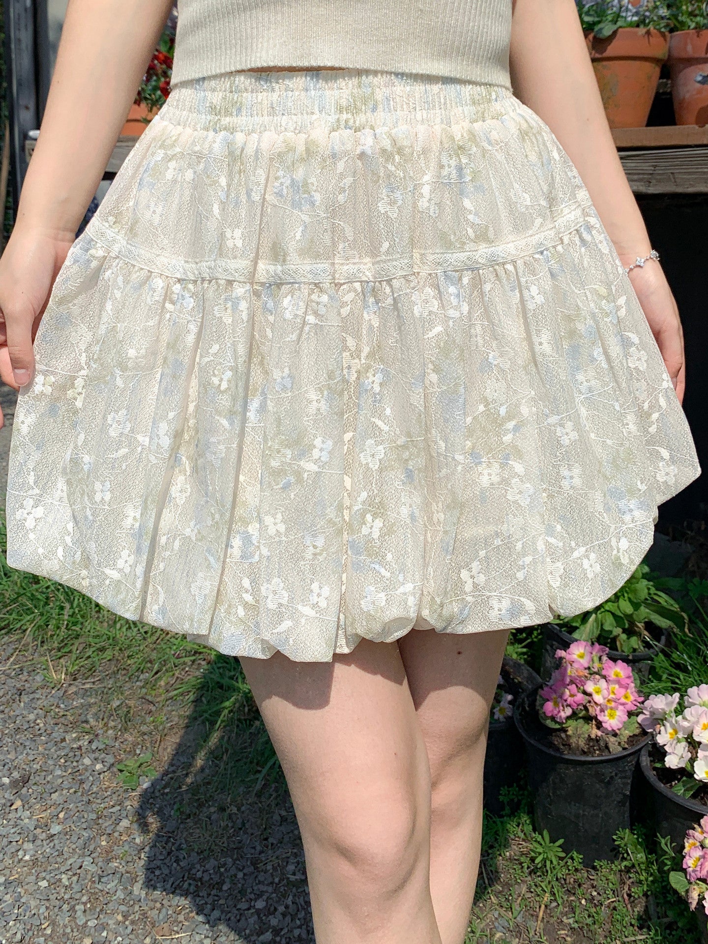 Floral Whisper Bubble Skirt-Bottoms-ntbhshop