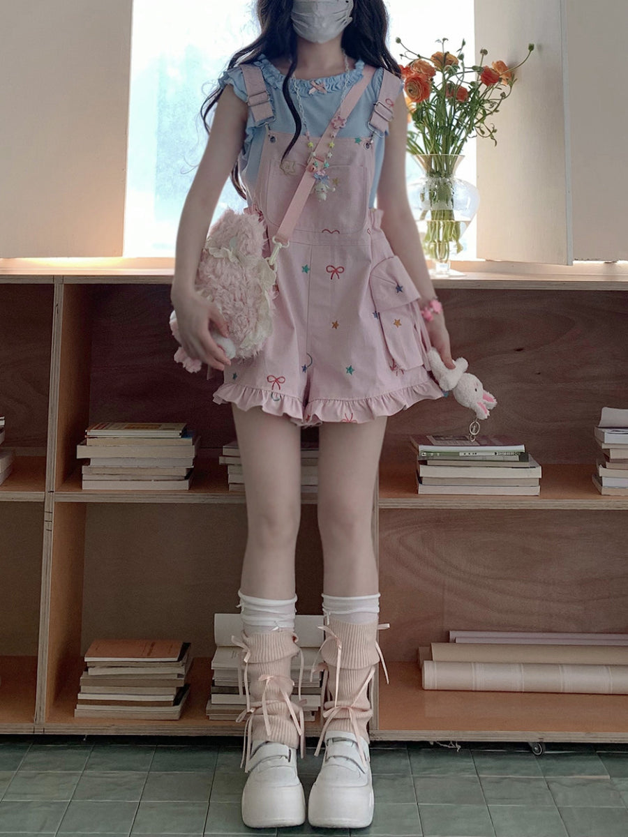 Candy Star Pocket Overall Shorts-Bottoms-ntbhshop
