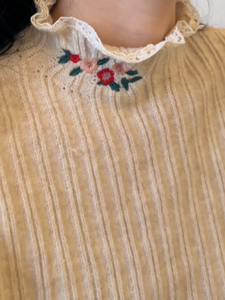 Wildflower Embroidery Knit Turtlenecks-ntbhshop