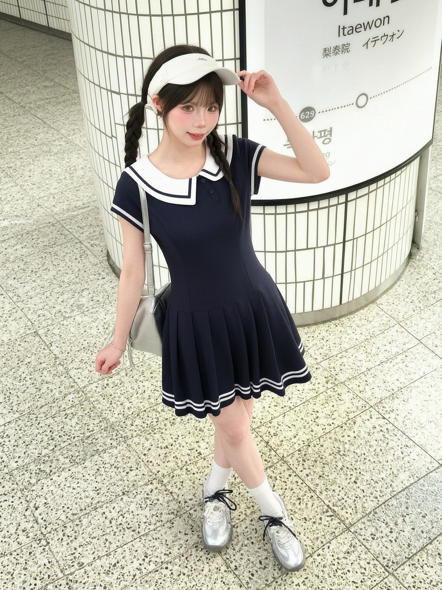 Sailor Club Pleated Dress-Dresses-ntbhshop