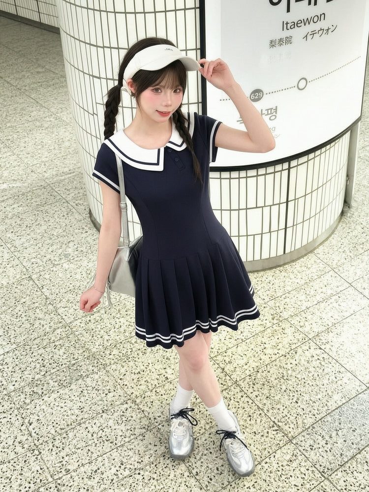 Sailor Club Pleated Dress-Dresses-ntbhshop