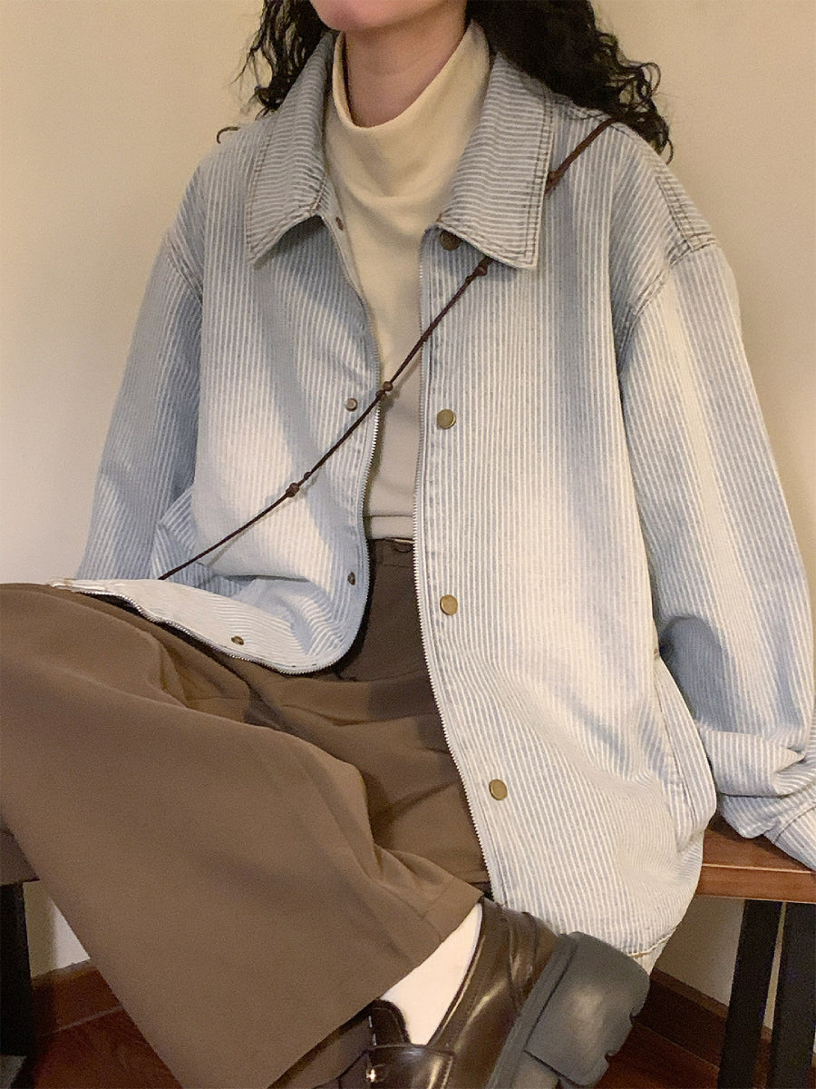 Mist Stripe Denim Jacket-Outerwear-ntbhshop