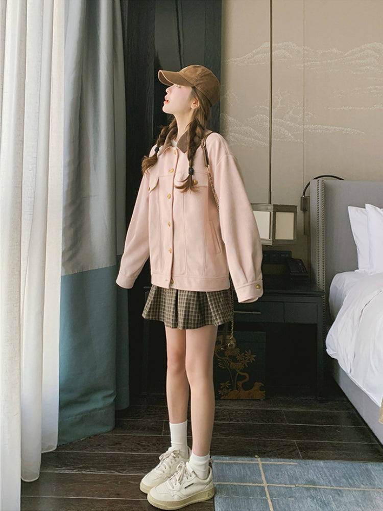 Rosy Path Suede Crop Jacket-ntbhshop