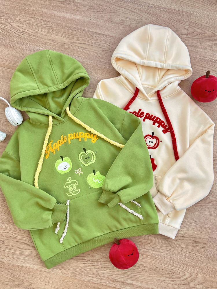 Apple Puppy Embroidery Hoodies-ntbhshop